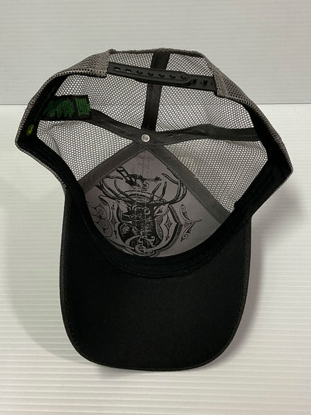 John Deere LP68009 Oilskin Barbwire Front Cap Black inside view. If you need any assistance with this item or the purchase of this item please call us at five six one seven four eight eight eight zero one Monday through Saturday 10:00a.m EST to 8:00 p.m EST