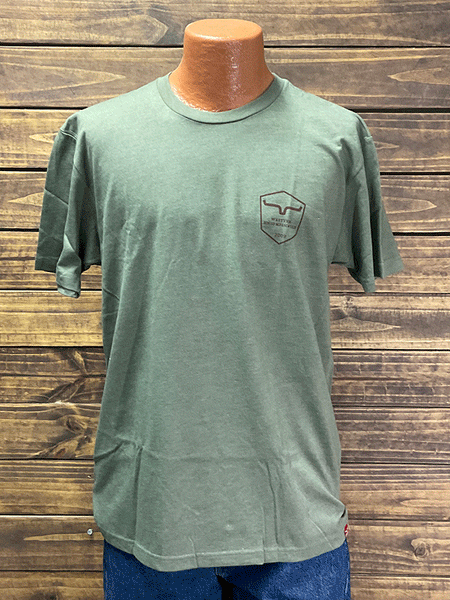 Kimes Ranch SHIELDED TRUCKER Mens Short Sleeve Tee Military Green front view