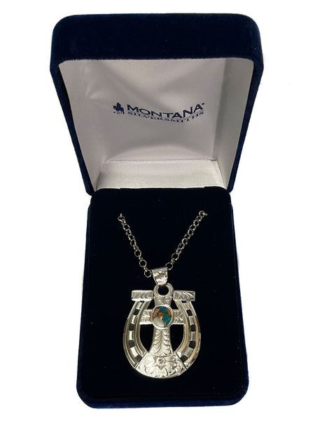 Montana Silversmiths NC5014 Womens Sole to Soul Horseshoe Cross Necklace Silver view in case. If you need any assistance with this item or the purchase of this item please call us at five six one seven four eight eight eight zero one Monday through Saturday 10:00a.m EST to 8:00 p.m EST