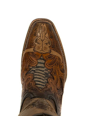 Black Jack HT-1425 Mens Hand Tooled Byson Skull Boot Rust Dyed view from above. If you need any assistance with this item or the purchase of this item please call us at five six one seven four eight eight eight zero one Monday through Saturday 10:00a.m EST to 8:00 p.m EST