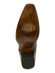 Circle G L5852 Ladies Inlay And Feather Embroidered Boots Brown sole view. If you need any assistance with this item or the purchase of this item please call us at five six one seven four eight eight eight zero one Monday through Saturday 10:00a.m EST to 8:00 p.m EST