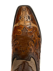 Black Jack MUHT-1425 Mens Hand Tooled Byson Skull Boot Mahogany view from above. If you need any assistance with this item or the purchase of this item please call us at five six one seven four eight eight eight zero one Monday through Saturday 10:00a.m EST to 8:00 p.m EST