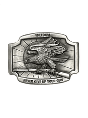 Colorado Silver Star E20-P Freedom Eagle Clutching Rifle Belt Buckle Pewter front view. If you need any assistance with this item or the purchase of this item please call us at five six one seven four eight eight eight zero one Monday through Saturday 10:00a.m EST to 8:00 p.m EST