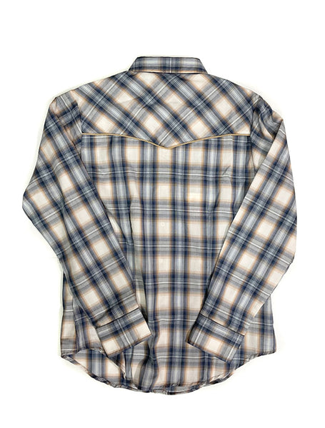 Ely Cattleman 15324944 Womens Long Sleeve Western Shirt Blue back view. If you need any assistance with this item or the purchase of this item please call us at five six one seven four eight eight eight zero one Monday through Saturday 10:00a.m EST to 8:00 p.m EST