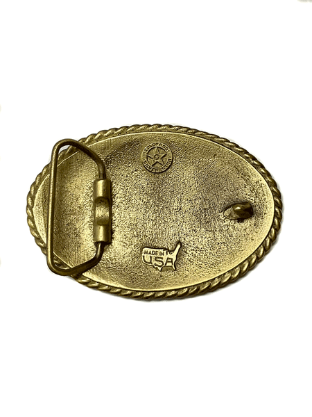 Colorado Silver Star 5158-B Sheriff Oval Belt Buckle Brass back view. If you need any assistance with this item or the purchase of this item please call us at five six one seven four eight eight eight zero one Monday through Saturday 10:00a.m EST to 8:00 p.m EST