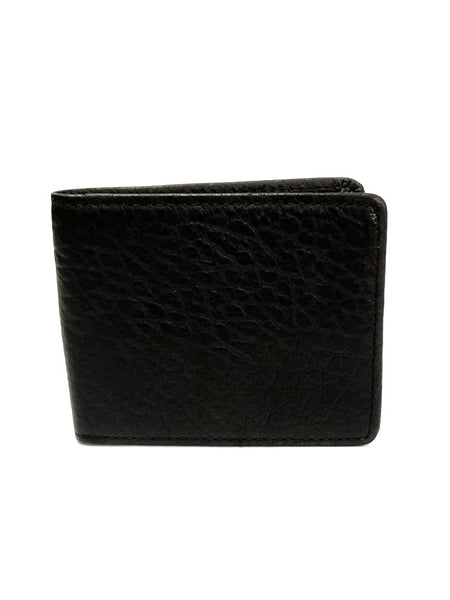 Vintage Bison W-101 Mens Bifold Leather Wallet Black folded view. If you need any assistance with this item or the purchase of this item please call us at five six one seven four eight eight eight zero one Monday through Saturday 10:00a.m EST to 8:00 p.m EST