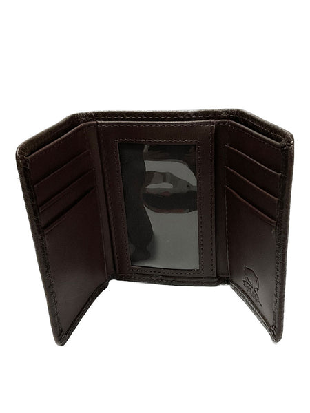 Vintage Bison W-202 Mens Trifold Leather Wallet Brown outside view. If you need any assistance with this item or the purchase of this item please call us at five six one seven four eight eight eight zero one Monday through Saturday 10:00a.m EST to 8:00 p.m EST