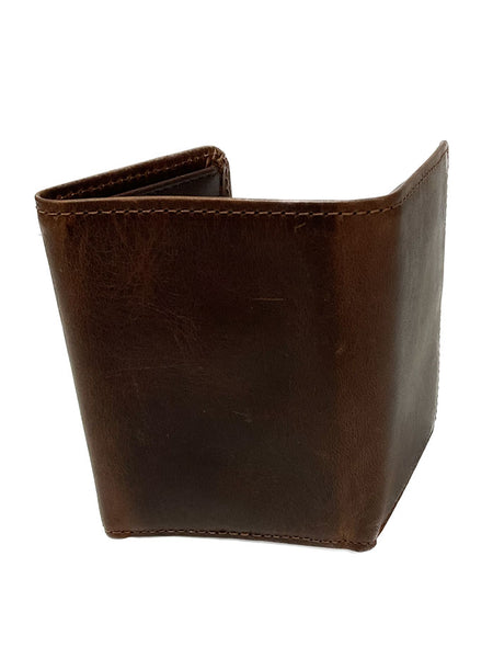 Vintage Bison W-204 Mens Trifold Leather Wallet Brown outside view. If you need any assistance with this item or the purchase of this item please call us at five six one seven four eight eight eight zero one Monday through Saturday 10:00a.m EST to 8:00 p.m EST