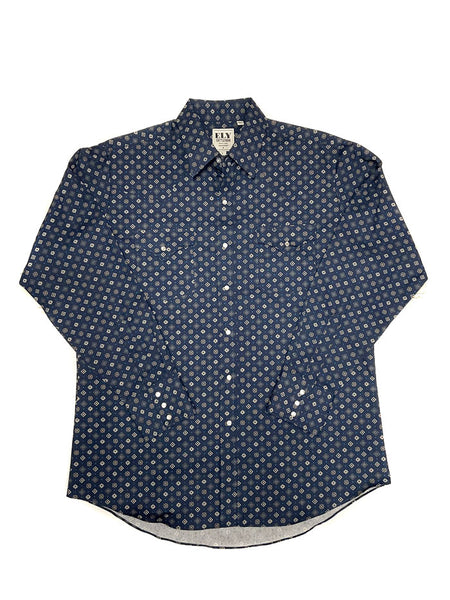 Ely Cattleman 152027082-NV Mens Long Sleeve Shirt Navy front view. If you need any assistance with this item or the purchase of this item please call us at five six one seven four eight eight eight zero one Monday through Saturday 10:00a.m EST to 8:00 p.m EST