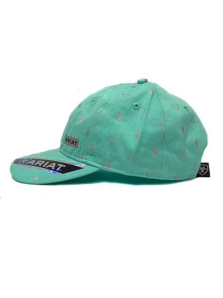 Ariat A300062433 Ladies Cactus Bull Skull Cap Turquoise side view. If you need any assistance with this item or the purchase of this item please call us at five six one seven four eight eight eight zero one Monday through Saturday 10:00a.m EST to 8:00 p.m EST