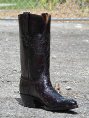 Lucchese L1182.24 Mens Classic Quill Ostrich Western Boots Black Cherry alternative side / front view. If you need any assistance with this item or the purchase of this item please call us at five six one seven four eight eight eight zero one Monday through Saturday 10:00a.m EST to 8:00 p.m EST 