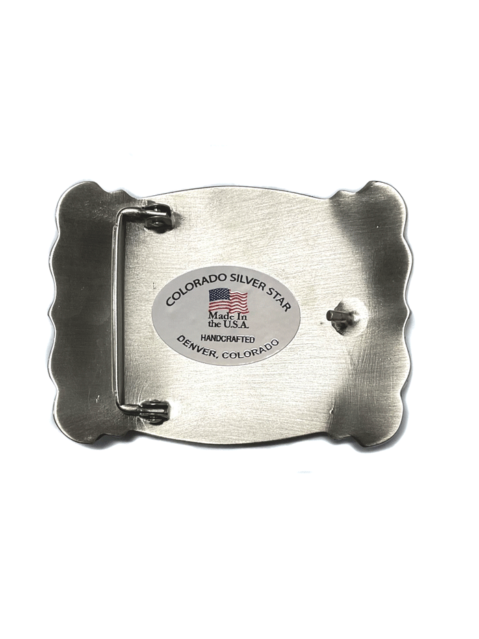 Colorado Silver Star 6704-BTC Silver Rectangular Thunderbird Buckle Black front view. If you need any assistance with this item or the purchase of this item please call us at five six one seven four eight eight eight zero one Monday through Saturday 10:00a.m EST to 8:00 p.m EST