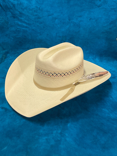 Larry Mahan MSUS42OLDX 10X OLD GLORY Straw Hat Ivory front and side view. If you need any assistance with this item or the purchase of this item please call us at five six one seven four eight eight eight zero one Monday through Saturday 10:00a.m EST to 8:00 p.m EST