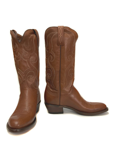 Lucchese M1030 Goat Leather Western Boots Mens 9.5D Brown