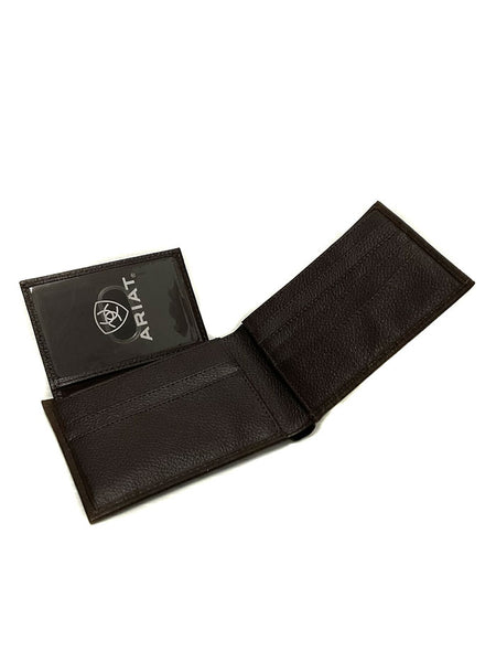 Ariat A35493282 Mens Bifold Wallet Mexico Flag Logo Brown Rowdy inside view. If you need any assistance with this item or the purchase of this item please call us at five six one seven four eight eight eight zero one Monday through Saturday 10:00a.m EST to 8:00 p.m EST