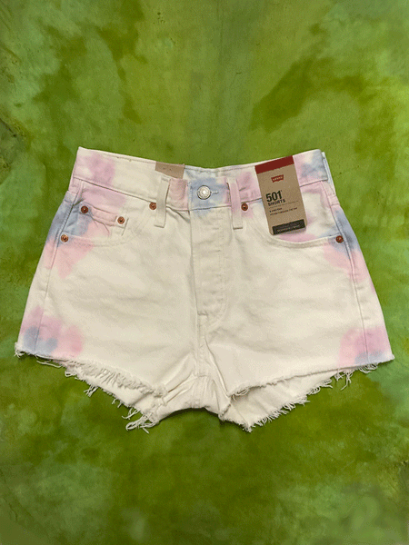 Tie dye denim shorts sales