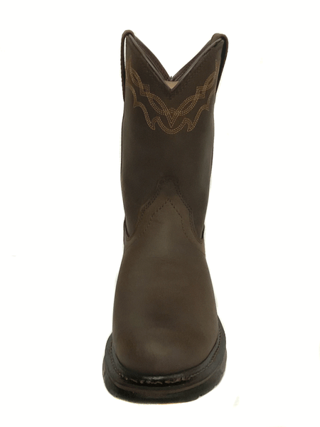 Ariat 10008633 Mens WorkHog Waterproof Work Boot Oily Distressed Brown front view.If you need any assistance with this item or the purchase of this item please call us at five six one seven four eight eight eight zero one Monday through Saturday 10:00a.m EST to 8:00 p.m EST