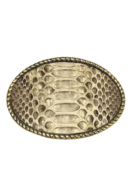 Skin Shop 121P Snake Skin Solid Brass Belt Buckle Natural front view. If you need any assistance with this item or the purchase of this item please call us at five six one seven four eight eight eight zero one Monday through Saturday 10:00a.m EST to 8:00 p.m EST