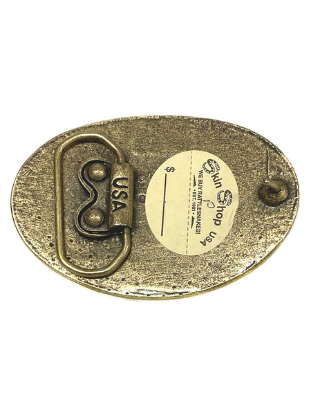 Skin Shop 121P Snake Skin Solid Brass Belt Buckle Natural back view. If you need any assistance with this item or the purchase of this item please call us at five six one seven four eight eight eight zero one Monday through Saturday 10:00a.m EST to 8:00 p.m EST