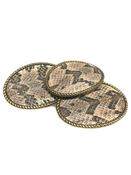 Skin Shop 121CB Snake Skin Solid Brass Belt Buckle Natural front view. If you need any assistance with this item or the purchase of this item please call us at five six one seven four eight eight eight zero one Monday through Saturday 10:00a.m EST to 8:00 p.m EST