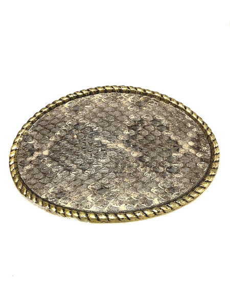 Skin Shop 121RW Snake Skin Solid Brass Belt Buckle Natural front view. If you need any assistance with this item or the purchase of this item please call us at five six one seven four eight eight eight zero one Monday through Saturday 10:00a.m EST to 8:00 p.m EST