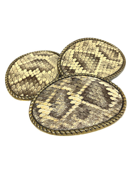 Skin Shop 121BW Snake Skin Solid Brass Belt Buckle Natural front view. If you need any assistance with this item or the purchase of this item please call us at five six one seven four eight eight eight zero one Monday through Saturday 10:00a.m EST to 8:00 p.m EST