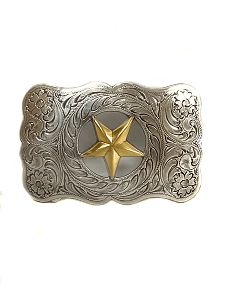 Nocona 37232 Gold Star Buckle Silver front view. If you need any assistance with this item or the purchase of this item please call us at five six one seven four eight eight eight zero one Monday through Saturday 10:00a.m EST to 8:00 p.m EST
