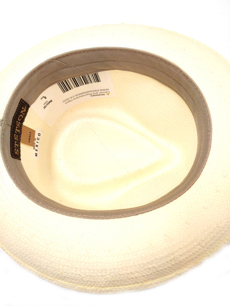 Stetson TSREWD-292481 Genuine Panama Straw Fedora Hat Reward Natural inside view. If you need any assistance with this item or the purchase of this item please call us at five six one seven four eight eight eight zero one Monday through Saturday 10:00a.m EST to 8:00 p.m EST