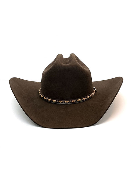 Justin JF0242PLNS 2X Plains Premium Felt Hat Brown front view. If you need any assistance with this item or the purchase of this item please call us at five six one seven four eight eight eight zero one Monday through Saturday 10:00a.m EST to 8:00 p.m EST