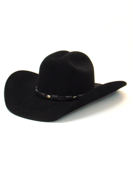 Justin JF0657TOWN-BLK Mens 6x Townes Western Felt Hat Black side / front view. If you need any assistance with this item or the purchase of this item please call us at five six one seven four eight eight eight zero one Monday through Saturday 10:00a.m EST to 8:00 p.m EST