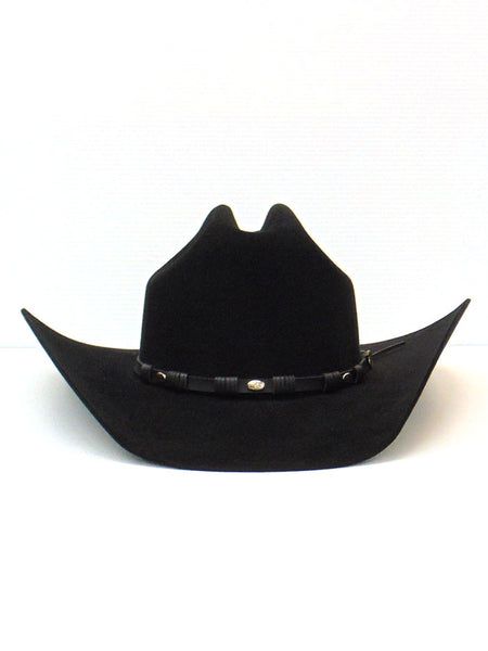 Justin JF0657TOWN-BLK Mens 6x Townes Western Felt Hat Black front view. If you need any assistance with this item or the purchase of this item please call us at five six one seven four eight eight eight zero one Monday through Saturday 10:00a.m EST to 8:00 p.m EST