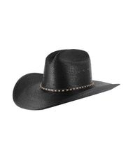 Resistol RSASCWBJA4107 Jason Aldean Asphalt Cowboy Straw Hat Black side and back view. If you need any assistance with this item or the purchase of this item please call us at five six one seven four eight eight eight zero one Monday through Saturday 10:00a.m EST to 8:00 p.m EST