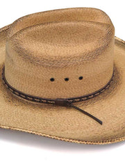 Resistol RSGBOYBJA41 Jason Aldean Georgia Boy Straw Hat Flame Burned close up. If you need any assistance with this item or the purchase of this item please call us at five six one seven four eight eight eight zero one Monday through Saturday 10:00a.m EST to 8:00 p.m EST