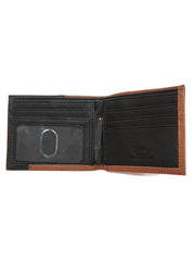 Justin 1920567W4 Bi-Fold 2 Tone Leather Wallet Black And Brown open inside view. If you need any assistance with this item or the purchase of this item please call us at five six one seven four eight eight eight zero one Monday through Saturday 10:00a.m EST to 8:00 p.m EST