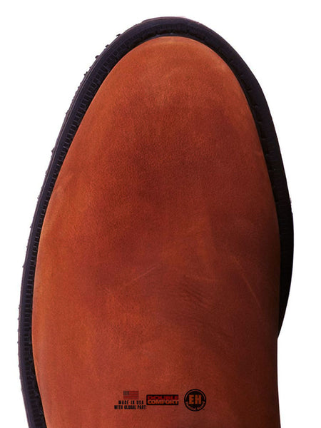 Justin 4760 Mens 10" Pull-On Original Work Boots Conductor Brown Toe view. If you need any assistance with this item or the purchase of this item please call us at five six one seven four eight eight eight zero one Monday through Saturday 10:00a.m EST to 8:00 p.m EST