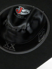 Justin JF0230BUST4402 Mens 2X Buster Premium Felt Hat Black inside. If you need any assistance with this item or the purchase of this item please call us at five six one seven four eight eight eight zero one Monday through Saturday 10:00a.m EST to 8:00 p.m EST