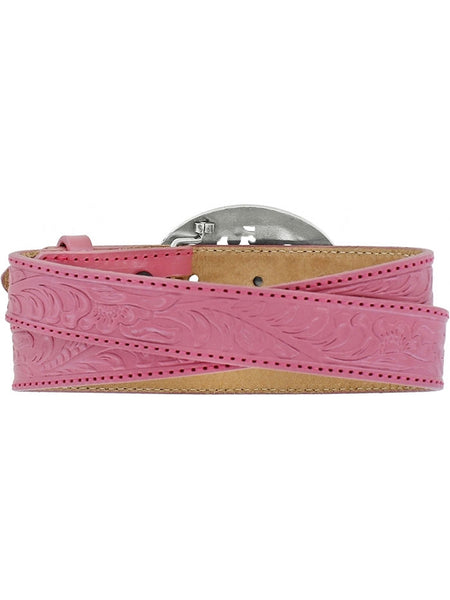 Justin C30201 Kids Lil Beauty Leather Belt With Horse Buckle Pink back view. If you need any assistance with this item or the purchase of this item please call us at five six one seven four eight eight eight zero one Monday through Saturday 10:00a.m EST to 8:00 p.m EST