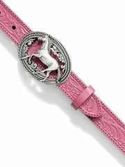 Justin C30201 Kids Lil Beauty Leather Belt With Horse Buckle Pink buckle detail. If you need any assistance with this item or the purchase of this item please call us at five six one seven four eight eight eight zero one Monday through Saturday 10:00a.m EST to 8:00 p.m EST