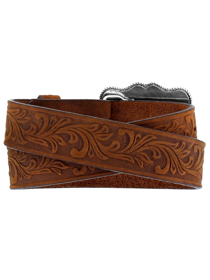 Justin C30219 Kids American Pride Leather Belt Brown front view. If you need any assistance with this item or the purchase of this item please call us at five six one seven four eight eight eight zero one Monday through Saturday 10:00a.m EST to 8:00 p.m EST