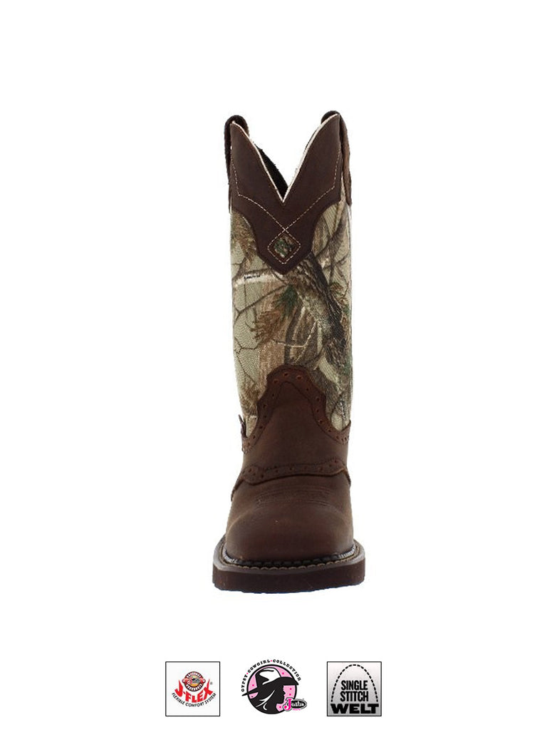 Justin L9609 Womens Gypsy Western Boot Camo side / front view. If you need any assistance with this item or the purchase of this item please call us at five six one seven four eight eight eight zero one Monday through Saturday 10:00a.m EST to 8:00 p.m EST
