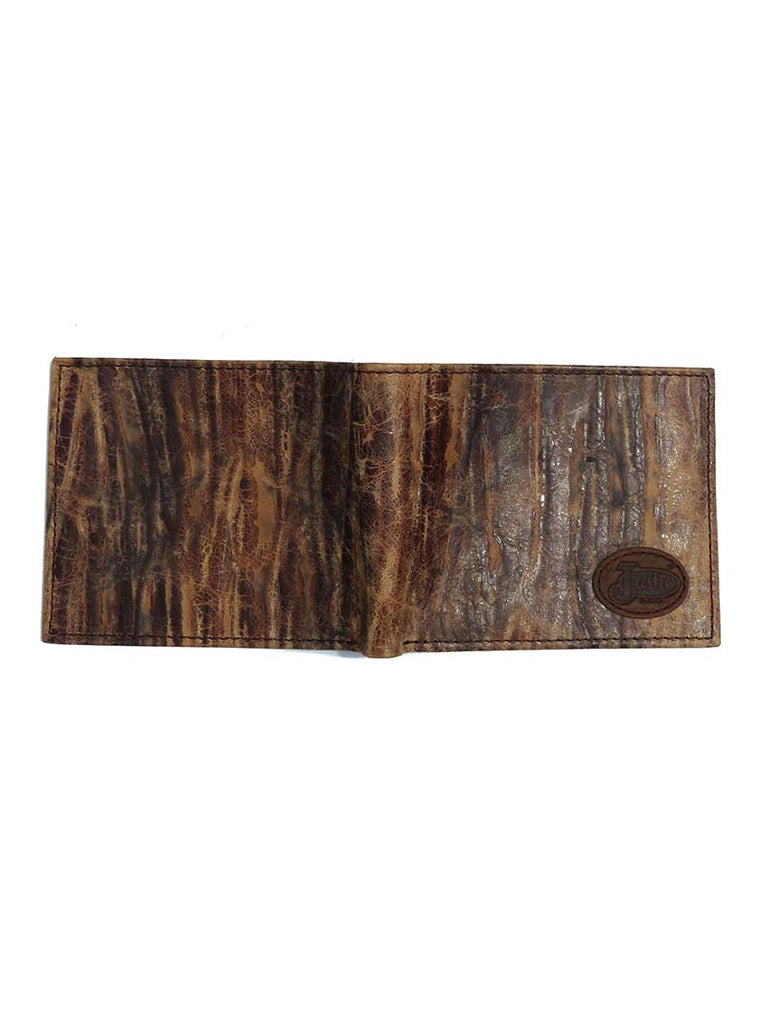Justin JB268 Bi-Fold Leather Wallet Distressed Brown front view. If you need any assistance with this item or the purchase of this item please call us at five six one seven four eight eight eight zero one Monday through Saturday 10:00a.m EST to 8:00 p.m EST