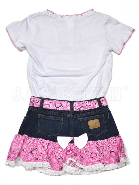 Kiddie Korral Style15 Kids Cowgirl Denim 2 Piece Pink Bandana Denim back view. If you need any assistance with this item or the purchase of this item please call us at five six one seven four eight eight eight zero one Monday through Saturday 10:00a.m EST to 8:00 p.m EST