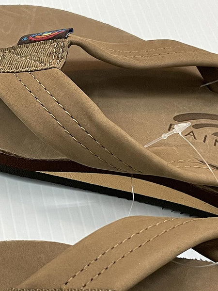 Rainbow 301ALTS0-DKBR Womens Single Layer Premier Leather With Arch Support Sandals Dark Brown close up. If you need any assistance with this item or the purchase of this item please call us at five six one seven four eight eight eight zero one Monday through Saturday 10:00a.m EST to 8:00 p.m EST