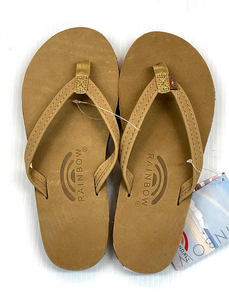 Rainbow 301ALTSN-SRBR Ladies Single Layer Narrow Strap Arch Support Sandal Sierra Brown view from above. If you need any assistance with this item or the purchase of this item please call us at five six one seven four eight eight eight zero one Monday through Saturday 10:00a.m EST to 8:00 p.m EST