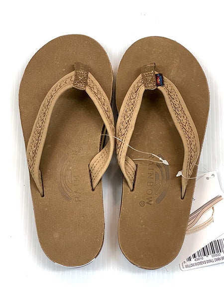 Rainbow WILLOW Womens Double Layer Arch Leather Braided Strap Dark Brown view from above. If you need any assistance with this item or the purchase of this item please call us at five six one seven four eight eight eight zero one Monday through Saturday 10:00a.m EST to 8:00 p.m EST