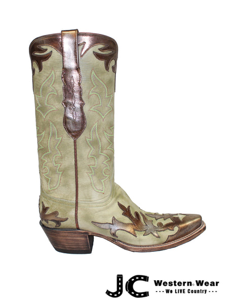 Lucchese L4739.54 Womens Classic Goat Skin Boots Destroyed Sage side view. If you need any assistance with this item or the purchase of this item please call us at five six one seven four eight eight eight zero one Monday through Saturday 10:00a.m EST to 8:00 p.m EST