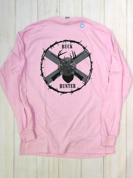 JC Western L9PC61LS-PNK Womens Buck Hunter Long Sleeve Tee Pink back view. If you need any assistance with this item or the purchase of this item please call us at five six one seven four eight eight eight zero one Monday through Saturday 10:00a.m EST to 8:00 p.m EST