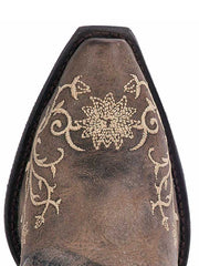 Laredo 52177 Womens JASMINE Flower Embroidery Boot Taupe toe view. If you need any assistance with this item or the purchase of this item please call us at five six one seven four eight eight eight zero one Monday through Saturday 10:00a.m EST to 8:00 p.m EST