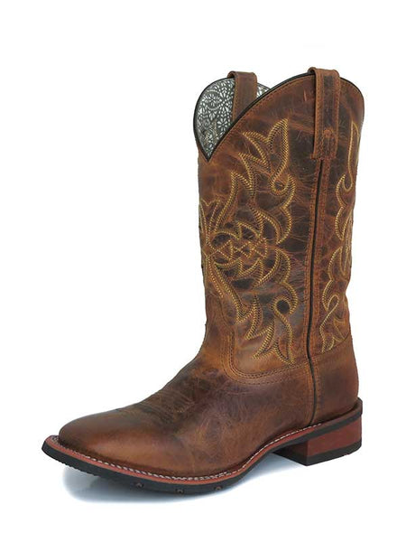 Laredo 5602 Womens Anita Square Toe Western Boots Distressed Tan front-side view. If you need any assistance with this item or the purchase of this item please call us at five six one seven four eight eight eight zero one Monday through Saturday 10:00a.m EST to 8:00 p.m EST