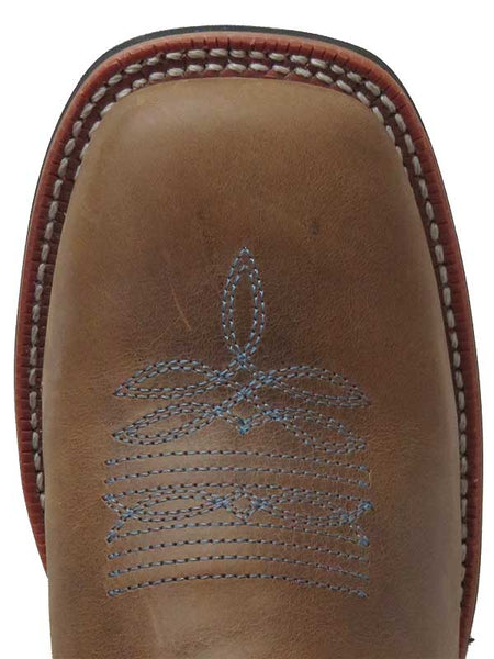 Laredo 5666 Womens Isla Square Toe Cowgirl Boots Tan Blue toe view from above. If you need any assistance with this item or the purchase of this item please call us at five six one seven four eight eight eight zero one Monday through Saturday 10:00a.m EST to 8:00 p.m EST